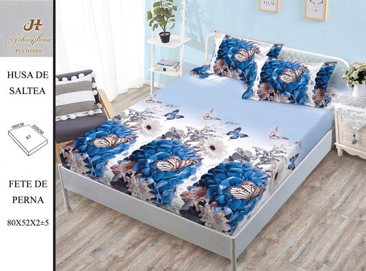 Husa de Pat cu Elastic, Din Finet, 180x200cm+2 fete de Perna-H8393