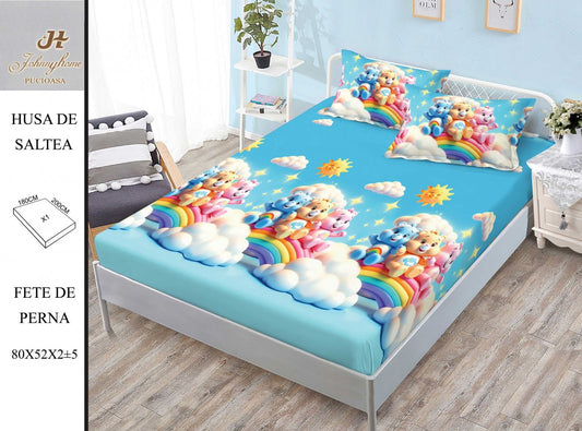 Husa de Pat cu Elastic, Din Finet, 180x200cm+2 fete de Perna-H8408