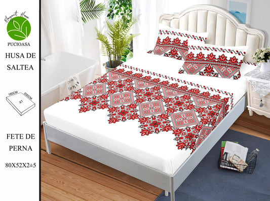 Husa de Pat cu Elastic, Din Finet, 180x200cm+2 fete de Perna-H8401