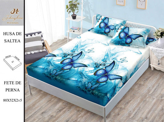 Husa de Pat cu Elastic, Din Finet, 180x200cm+2 fete de Perna-H8404