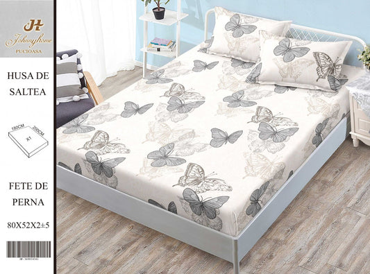 Husa de Pat cu Elastic, Din Finet, 180x200cm+2 fete de Perna-H8402