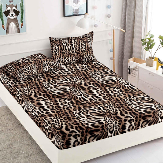 Husa de Pat cu Elastic, Din Finet, 180x200cm+2 fete de perna, Animal Print-C6405