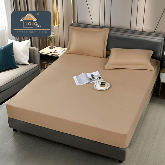 Husa de Pat cu Elastic, Impermeabila, 180x200cm+2 fete de perna, Bej-C7229