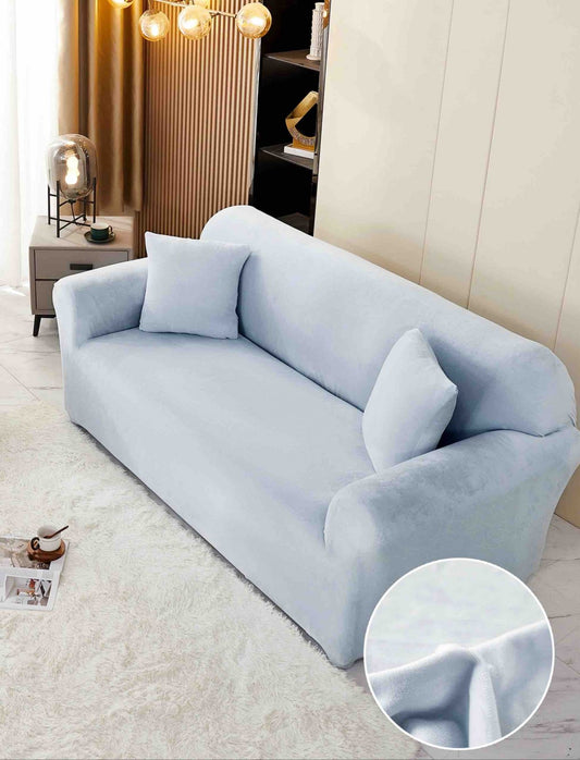 Husa Elastica din Catifea Pentru Canapea 2 Locuri+Fata de Perna, Bleu-C8174