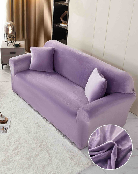 Husa Elastica din Catifea Pentru Canapea 3 Locuri+Fata de Perna, Lila-C8255
