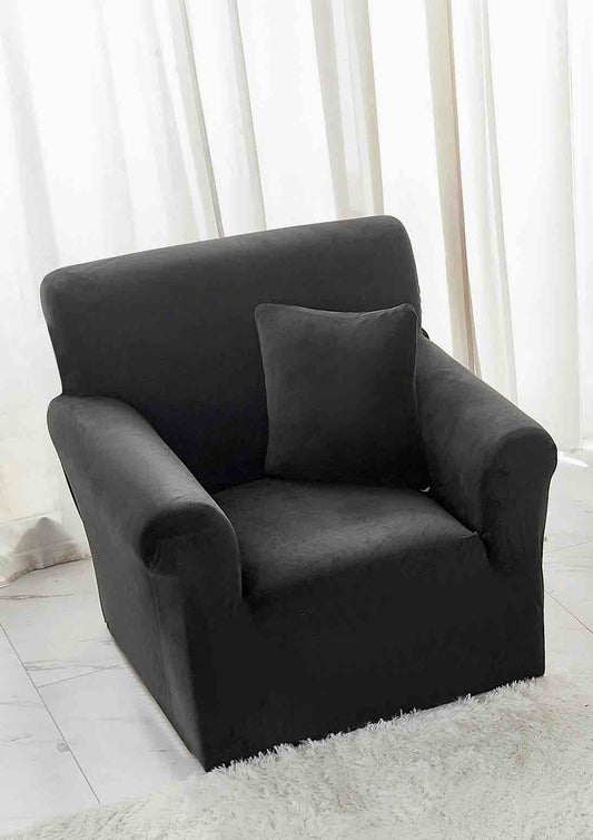 Husa Elastica Fotoliu din Catifea+Fata de perna 40x40cm, Negru-C8159