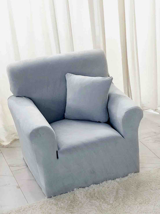 Husa Elastica Fotoliu din Catifea+Fata de perna 40x40cm, Bleu-C8157