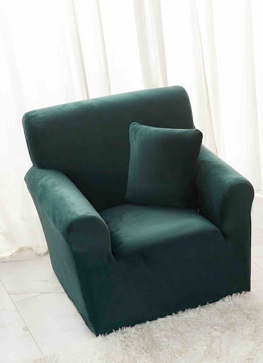 Husa Elastica Fotoliu din Catifea+Fata de perna 40x40cm, Verde-C8160