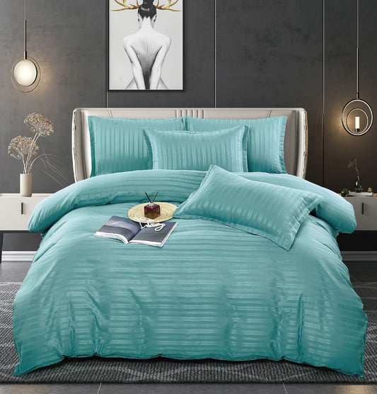 Lenjerie Bumbac Damasc 6 Piese, Bleu-C5502