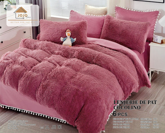 Lenjerie Cocolino Fluffy Pufoasa, 6 Piese, Roz Inchis-C4131