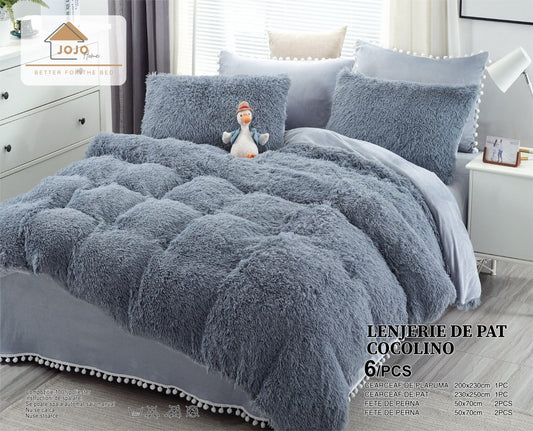 Lenjerie Cocolino Fluffy Pufoasa, 6 Piese, Gri-C4126