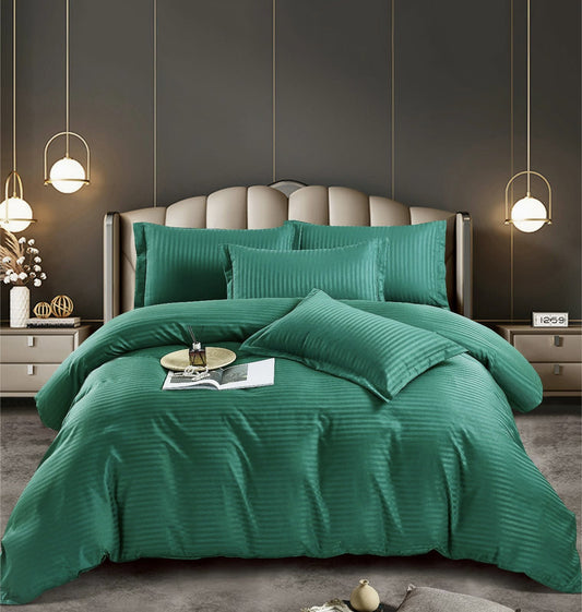 Lenjerie Bumbac Damasc 6 Piese cu Elastic, Verde-C5015