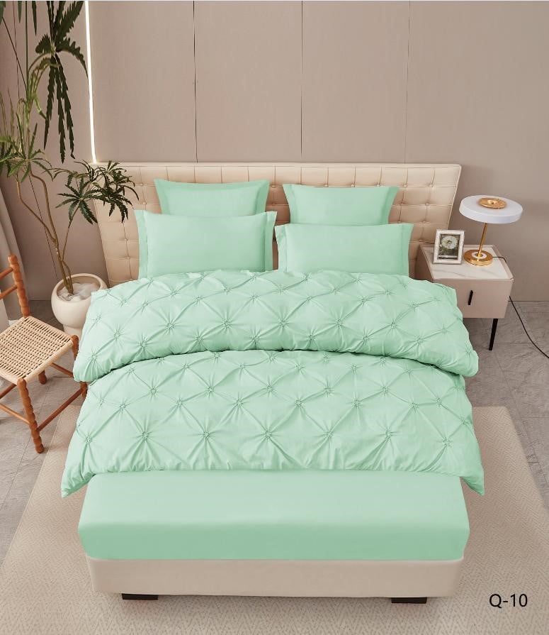 Lenjerie Finet Premium 6 Piese, cu Elastic si Pliuri Brodate, Verde-V7946