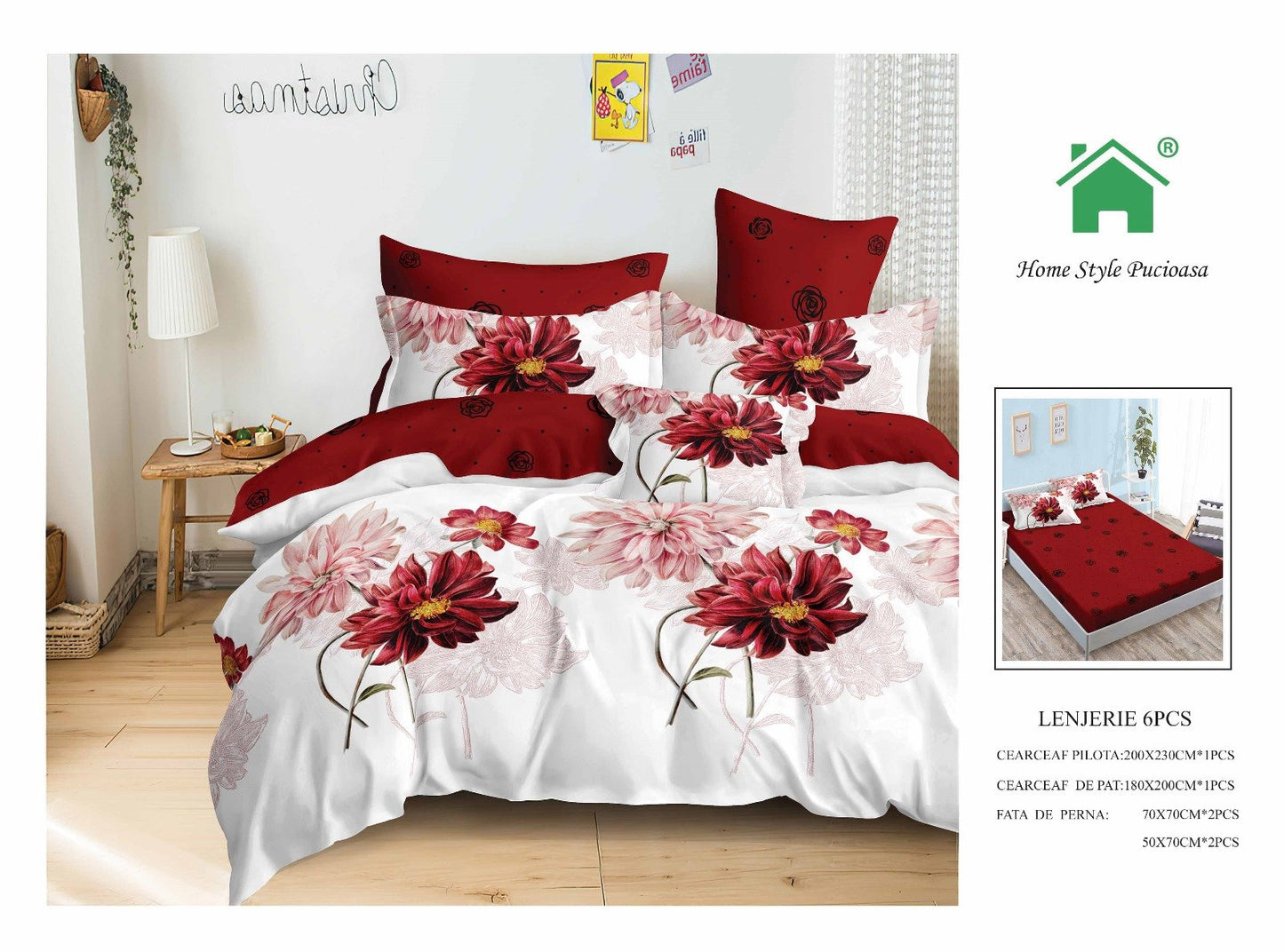 Lenjerie Pat Dublu Din Finet, 6 Piese, cu Elastic-N7377