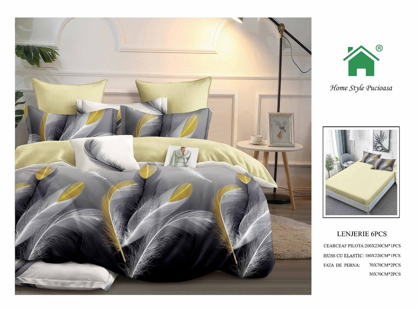 Lenjerie Pat Dublu Din Finet, 6 Piese, cu Elastic-N7382