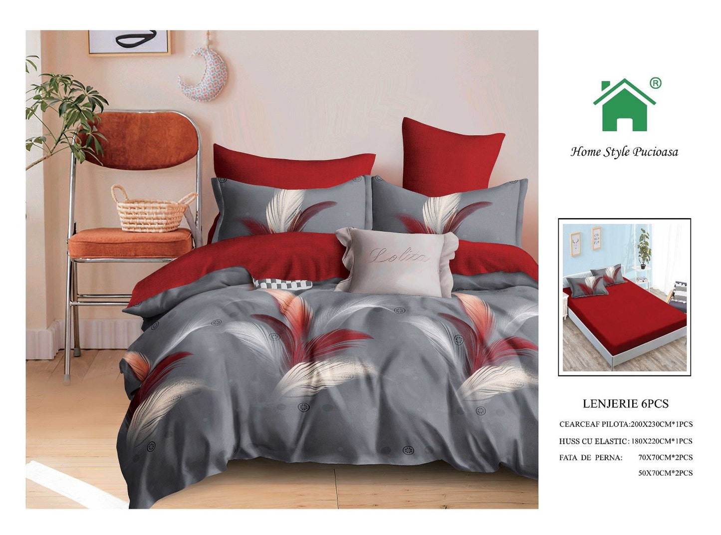 Lenjerie Pat Dublu Din Finet, 6 Piese, cu Elastic-N7593
