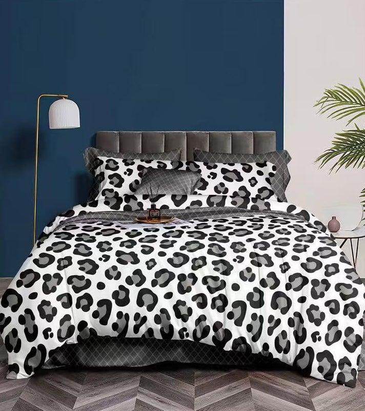 Lenjerie Pat Dublu din Finet, 6 Piese, cu Elastic, Animal Print-Y8436