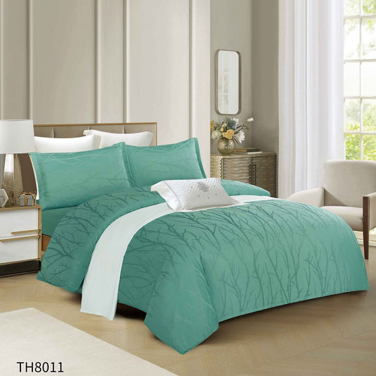 Lenjerie Pat Dublu din Satin, 4 Piese, cu Elastic, Vernil-P8136