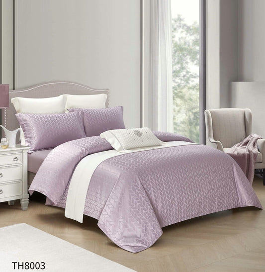Lenjerie Pat Dublu din Satin, 4 Piese, cu Elastic, Lila-P7477