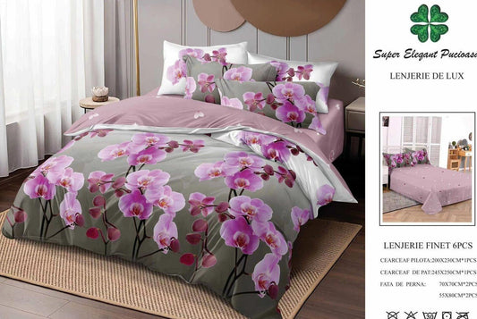 Lenjerie Pat Dublu, Finet, 6 Piese, Magnolie-P7119