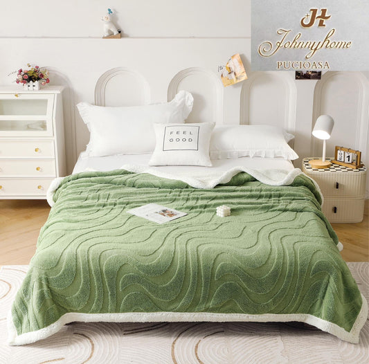 Patura Cocolino cu Blanita, 200x230cm, Model Dungat, Verde Fistic-H7092