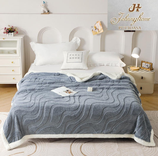 Patura Cocolino cu Blanita, 200x230cm, Model Dungat, Gri AlbÄƒstrui-H7091