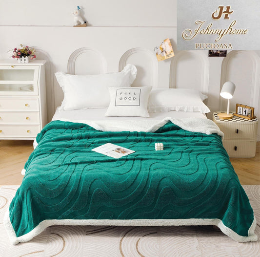 Patura Cocolino cu Blanita, 200x230cm, Model Dungat, Verde Smarald-H7088