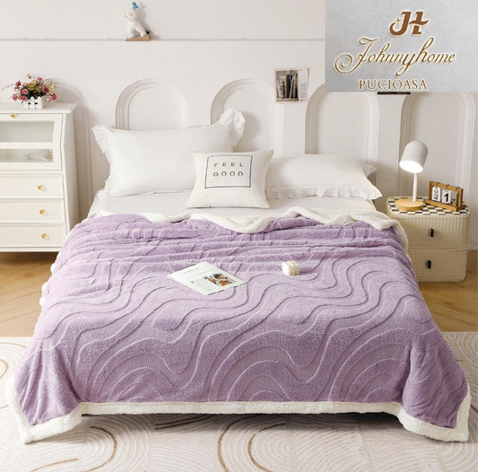 Patura Cocolino cu Blanita, 200x230cm, Model Dungat, Lila-H7086