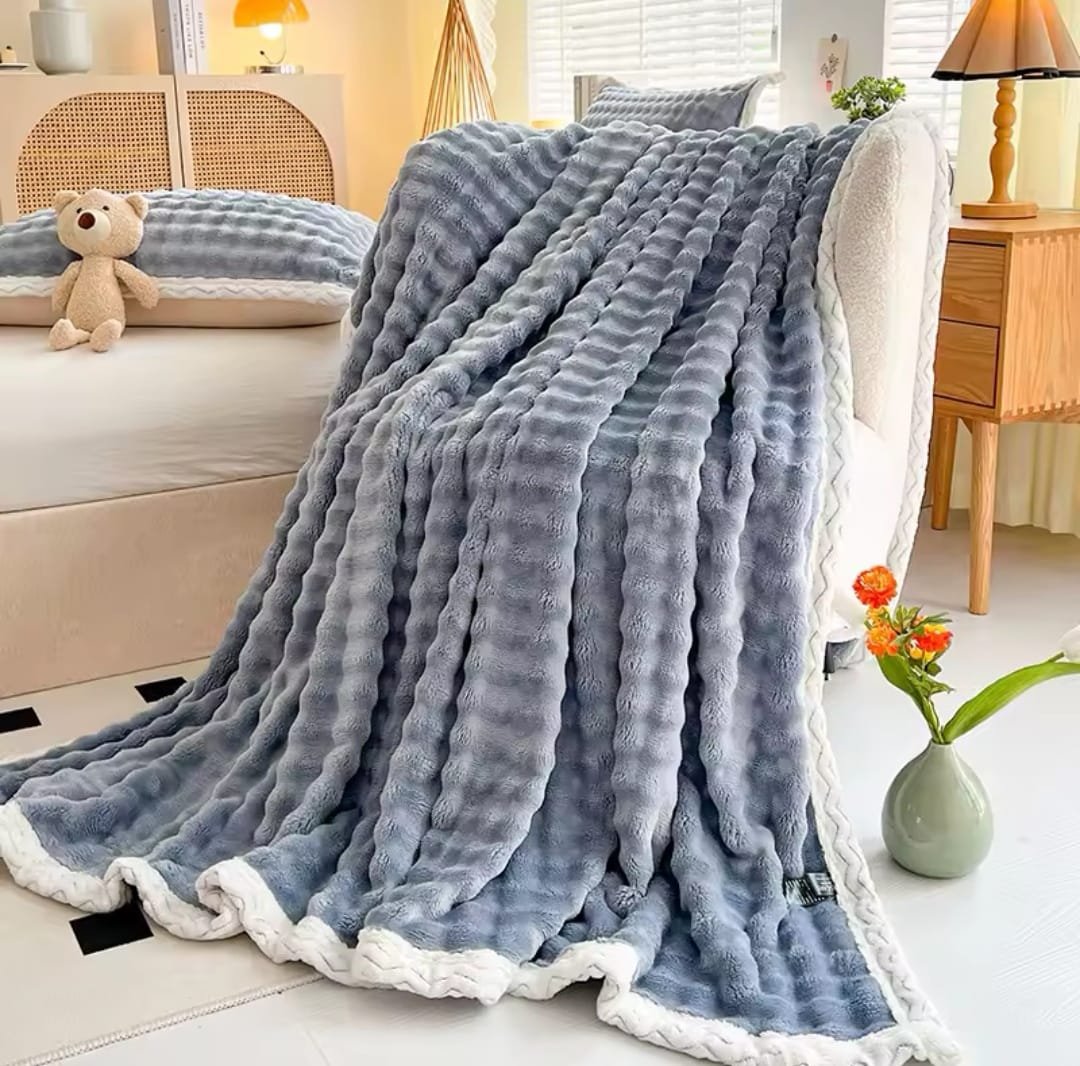 Patura Pufoasa Cocolino Premium, 200x230cm, Gri Albastrui-P7751