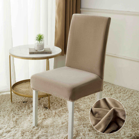 Set 6 Huse Universale pentru Scaun, din Catifea, Bej