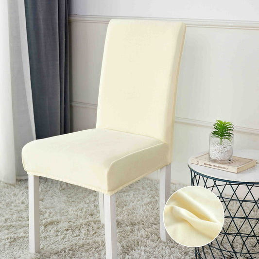 Set 6 Huse Universale pentru Scaun, din Catifea, Crem