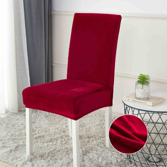 Set 6 Huse Universale pentru Scaun, din Catifea, Rosu