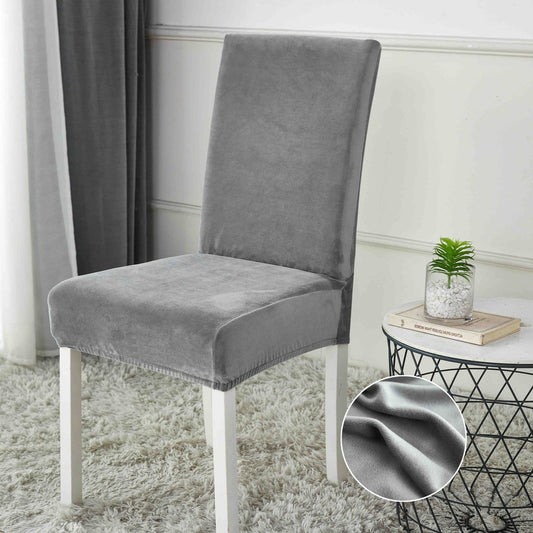 Set 6 Huse Universale pentru Scaun, din Catifea, Gri Deschis