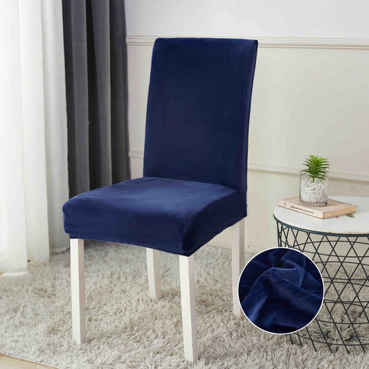 Set 6 Huse Universale pentru Scaun, din Catifea, Bleumarin